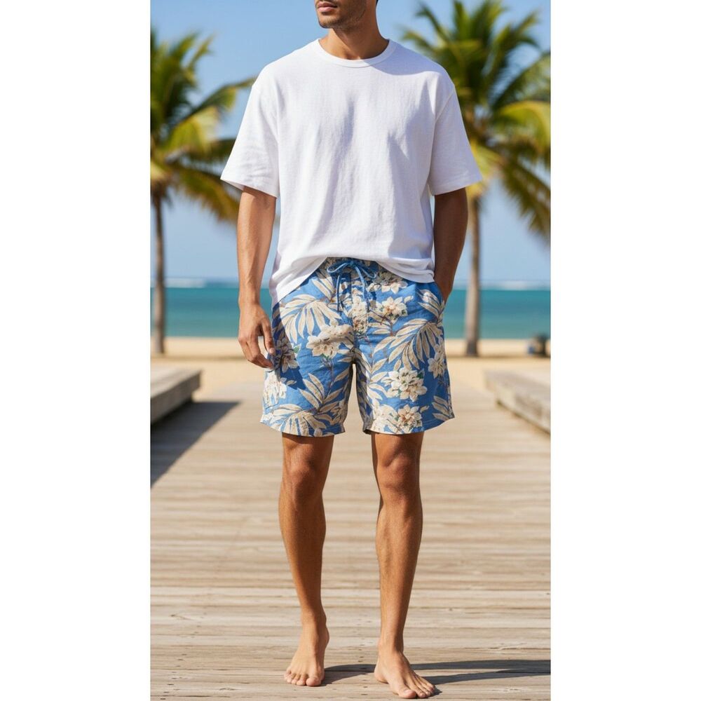 Men's Tropical CHAPS Swim Trunks Swimsuit Shorts w/ Built n Mesh Liner Size XXL